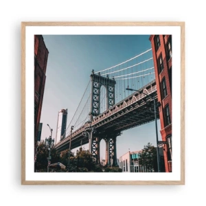 Poster in einem Rahmen aus heller Eiche - Über den Wellen der Stadt - 60x60 cm