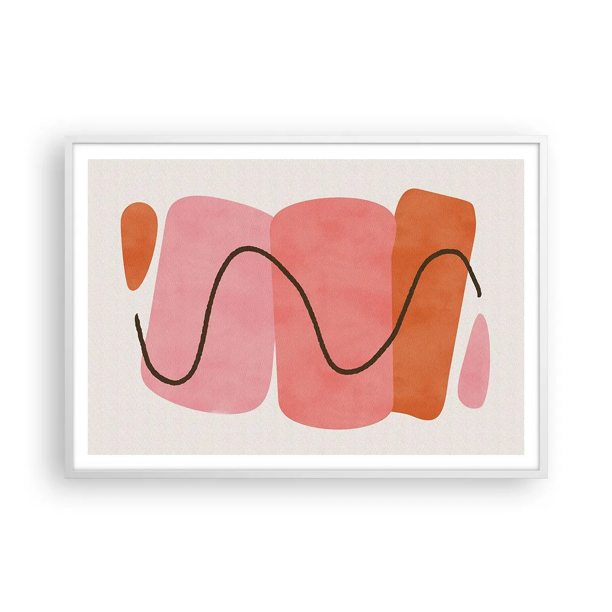 Poster in einem weißen Rahmen - Sanfte Bewegung der Formen - 100x70 cm