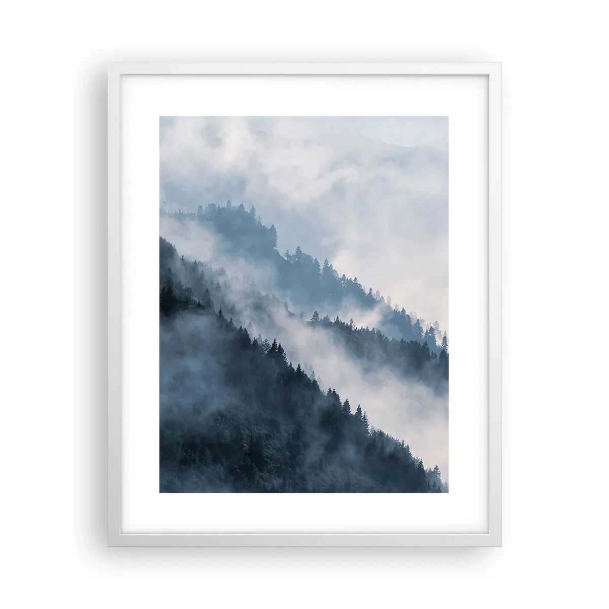 Poster in einem weißen Rahmen - Mystik der Berge - 40x50 cm