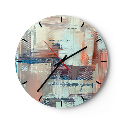 Wanduhr - Glasuhr - Eine abstrakte Komposition aus Pinselstrichen in Pastellfarben. - 30x30cm - Zum Licht kommen - Moderne Wanddekoration für Wohnzimmer, Küche und Schlafzimmer ARTTOR