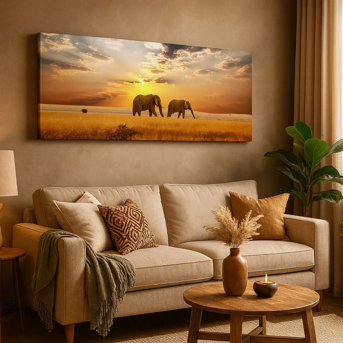 Bild auf Leinwand - Leinwandbild - Familienspaziergang - 100x40 cm