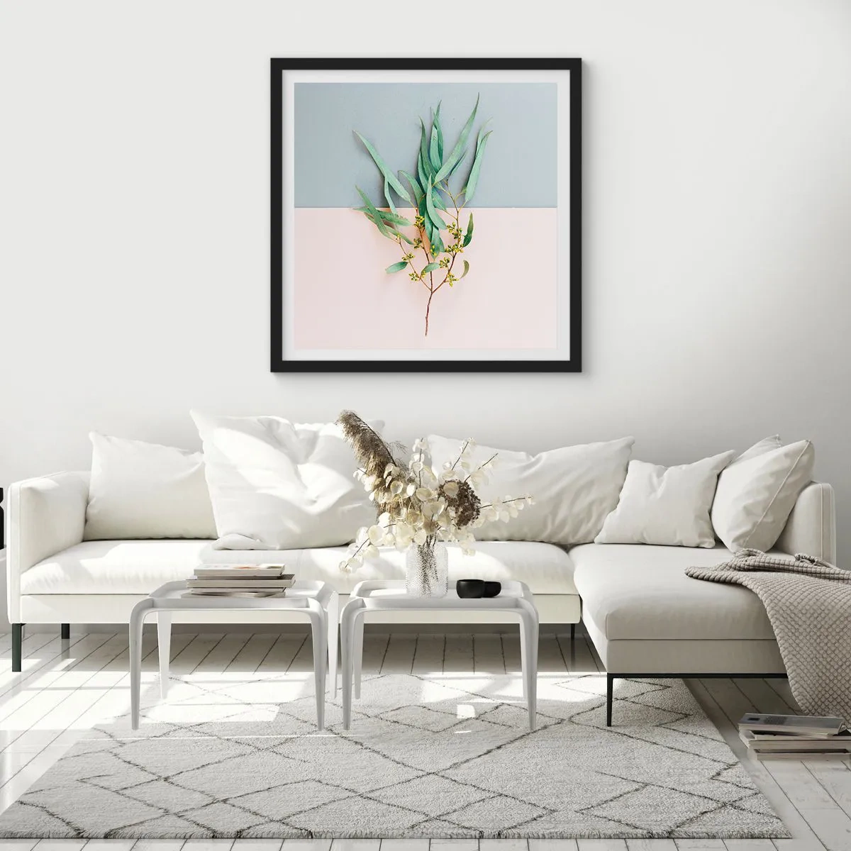 Poster in einem schwarzem Rahmen - Pastellige Subtilität - 60x60 cm