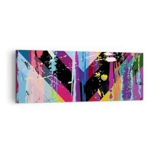 Bild auf Leinwand - Leinwandbild - Abstraktes Muster mit bunten geometrischen Formen - 140x50cm - Von oben nach unten - Moderne Wanddekoration für Wohnzimmer und Schlafzimmer ARTTOR