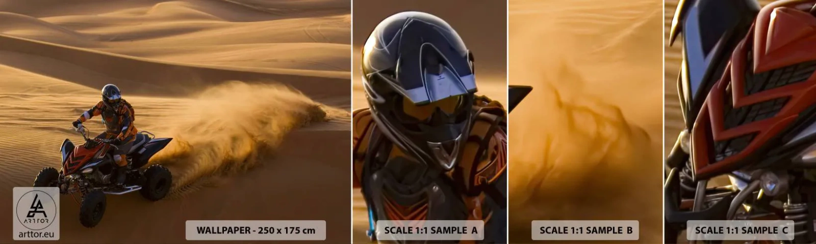 Fototapetenmuster Standard Eco - Auf den Sandwellen - Quad, Automobil, Wüste - 100x30 cm