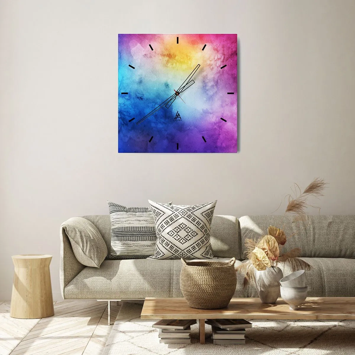 Wanduhr - Glasuhr - Fast auf Wolke sieben - 30x30 cm