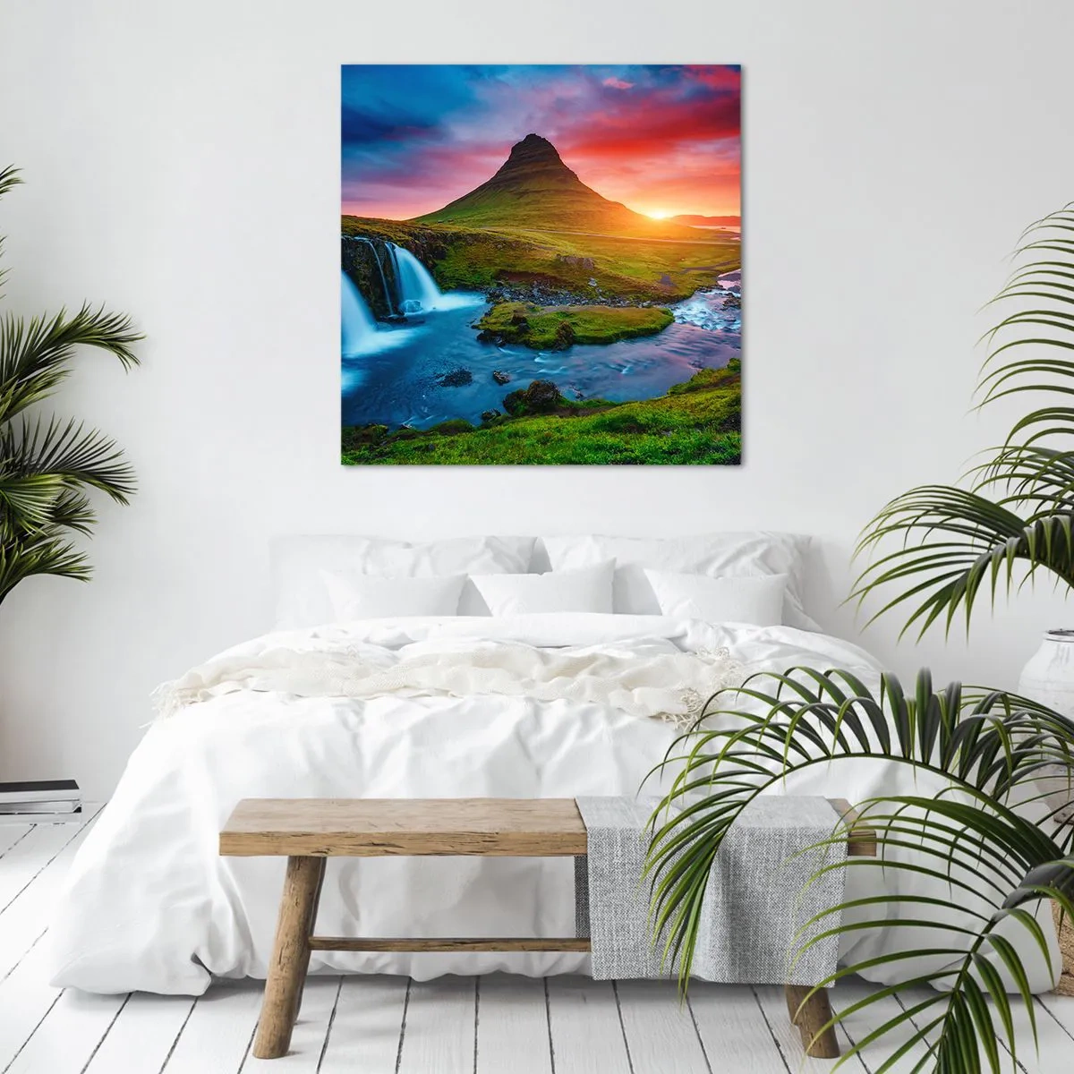 Bild auf Leinwand - Leinwandbild - Island - Feuer und Wasser - 70x70 cm