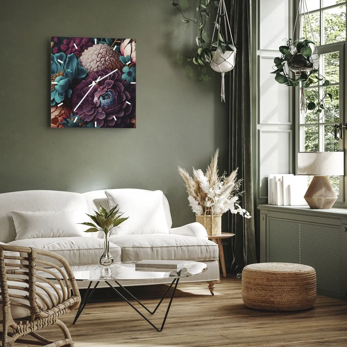 Wanduhr - Glasuhr - Natur in Hülle und Fülle - 40x40 cm