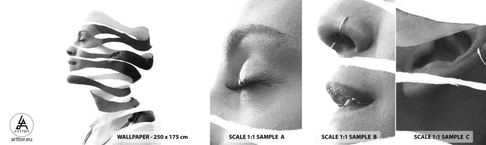 Fototapeten Muster Selbstklebend Deluxe Sticker - Surreales Porträt - Abstraktion, Stück, Frau - 100x30 cm