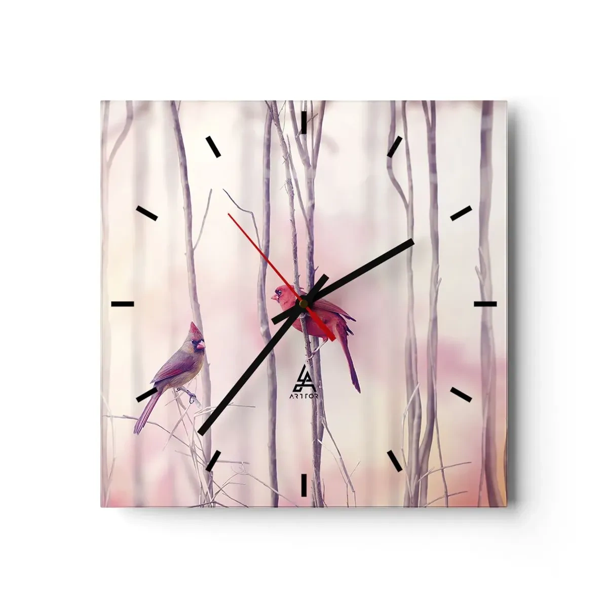 Wanduhr - Glasuhr - Geschichte vom rosa Wald - 40x40 cm