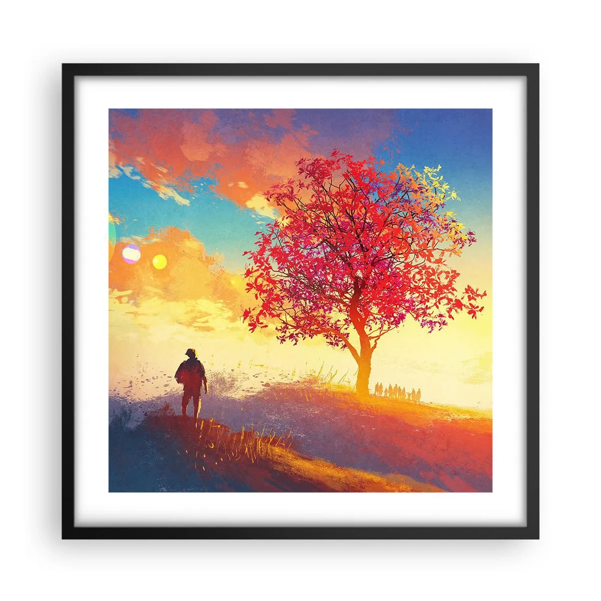 Poster in einem schwarzem Rahmen - Pilger am Ziel - 50x50 cm