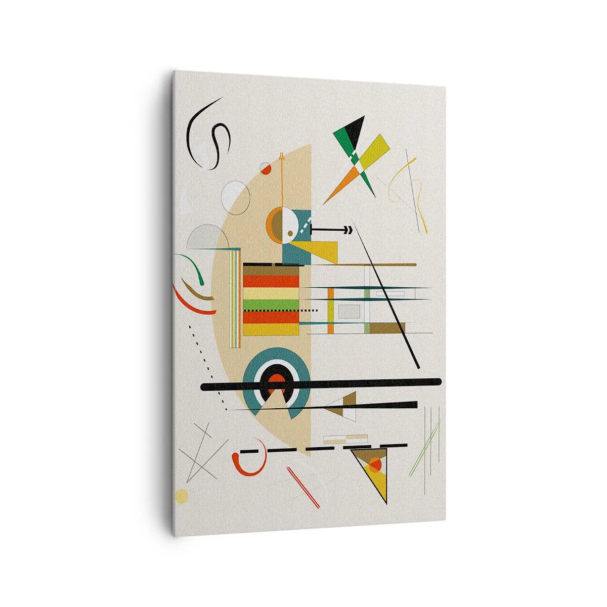 Bild auf Leinwand - Leinwandbild - Bunte Abstraktion mit geometrischen Formen - 80x120cm - Und die Welt lacht - Moderne Wanddekoration für Wohnzimmer und Schlafzimmer ARTTOR