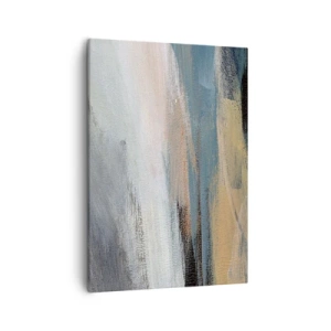 Bild auf Leinwand - Leinwandbild - Abstrakte Landschaft in gedämpften Blau- und Beigetönen - 50x70cm - Abstraktion: nördliche Landschaft - Moderne Wanddekoration für Wohnzimmer und Schlafzimmer ARTTOR