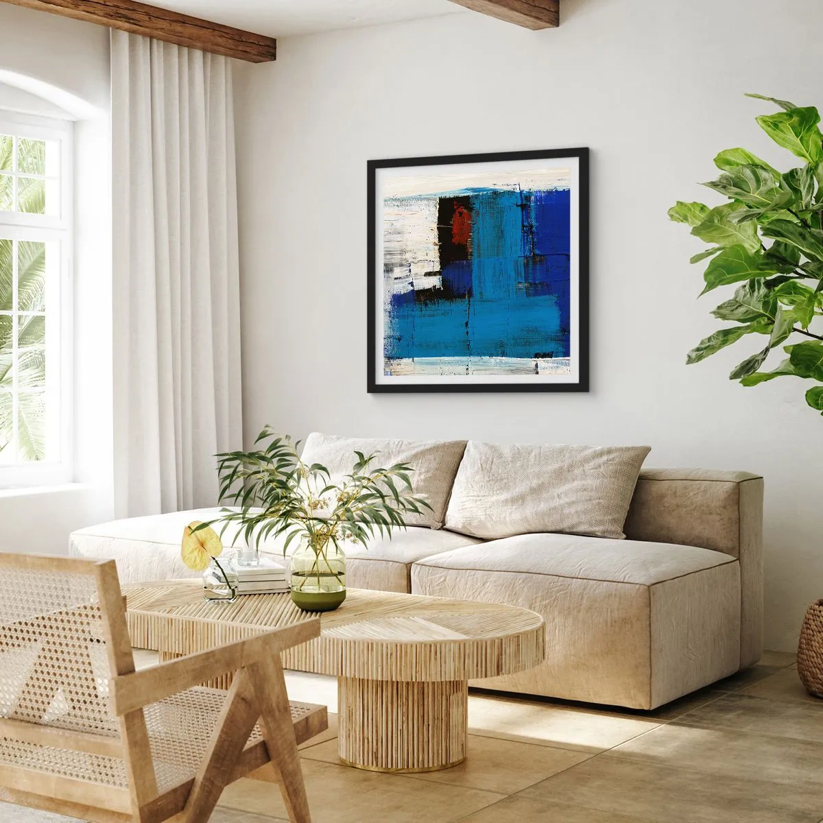 Poster in einem schwarzem Rahmen - Geheimnis ist blau - 50x50 cm