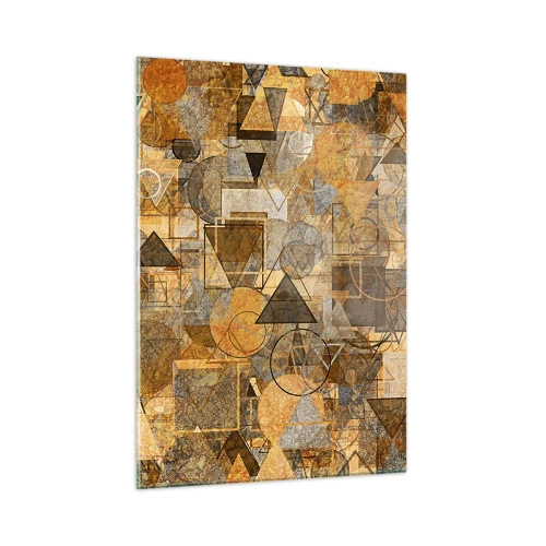 Glasbild - Bild auf glas - Abstrakte geometrische Komposition in warmen Tönen - 50x70cm - Die Welt in Form - Moderne Wanddekoration für Wohnzimmer und Schlafzimmer ARTTOR