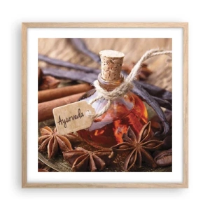 Poster in einem Rahmen aus heller Eiche - Zur Einheit von Körper und Geist - 50x50 cm