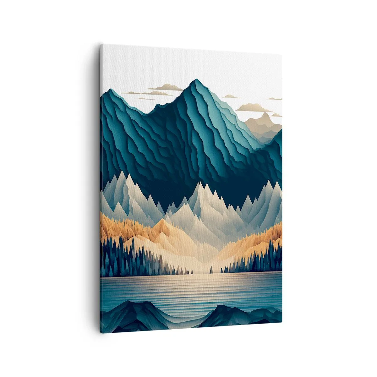 Bild auf Leinwand - Leinwandbild - Malerische Berge über dem See bei Sonnenuntergang - 50x70cm - Perfekte Berglandschaft - Moderne Wanddekoration für Wohnzimmer und Schlafzimmer ARTTOR