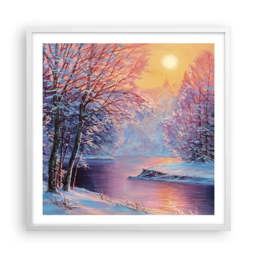Poster in einem weißen Rahmen - Die Farben des Winters - 60x60 cm