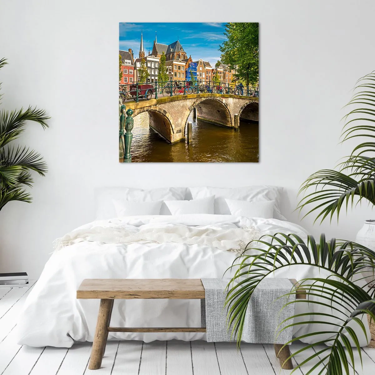 Bild auf Leinwand - Leinwandbild - Frühling am Kanal - 60x60 cm