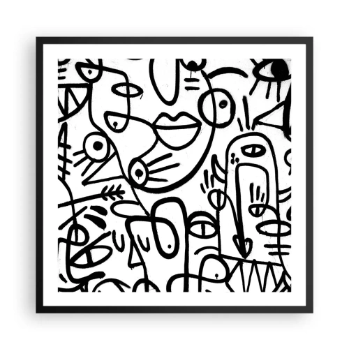 Poster in einem schwarzem Rahmen - Gesichter und Luftspiegelungen - 60x60 cm