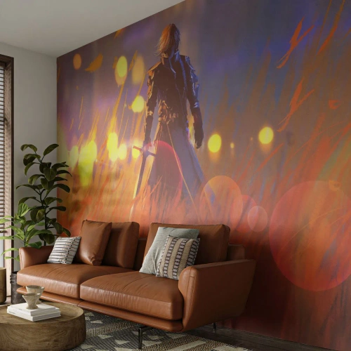 Selbstklebende Fototapete Deluxe Sticker - Fahrender Ritter - Abstraktion, Fantasie, Krieger - 350x256 cm