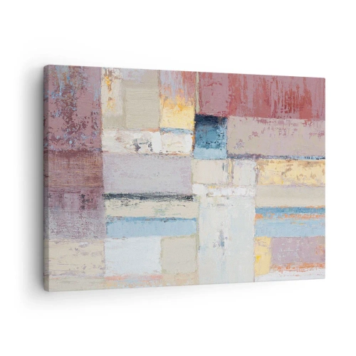 Bild auf Leinwand - Leinwandbild - Geometrische Komposition in Pastellfarben - 70x50cm - Ruhe der Geometrie - Moderne Wanddekoration für Wohnzimmer und Schlafzimmer ARTTOR