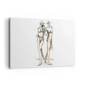 Bild auf Leinwand - Leinwandbild - Künstlerische Skizze von zwei Silhouetten auf weißem Hintergrund - 120x80cm - Studie der Gnade - Moderne Wanddekoration für Wohnzimmer und Schlafzimmer ARTTOR