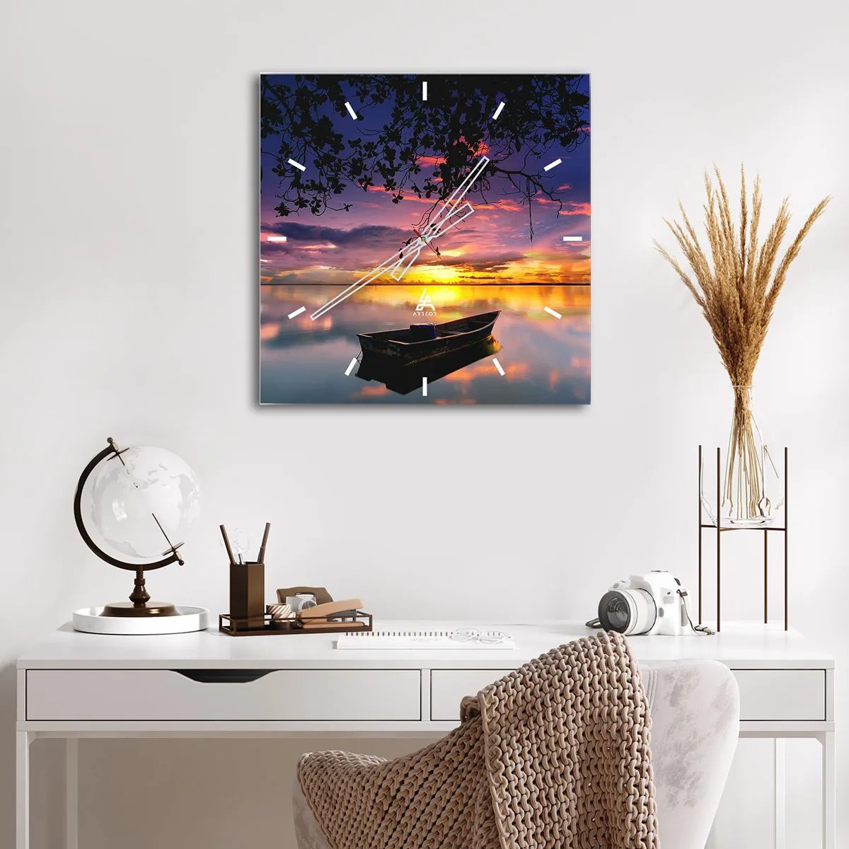 Wanduhr - Glasuhr - Du scheinst mitten am Himmel zu hängen... - 30x30 cm