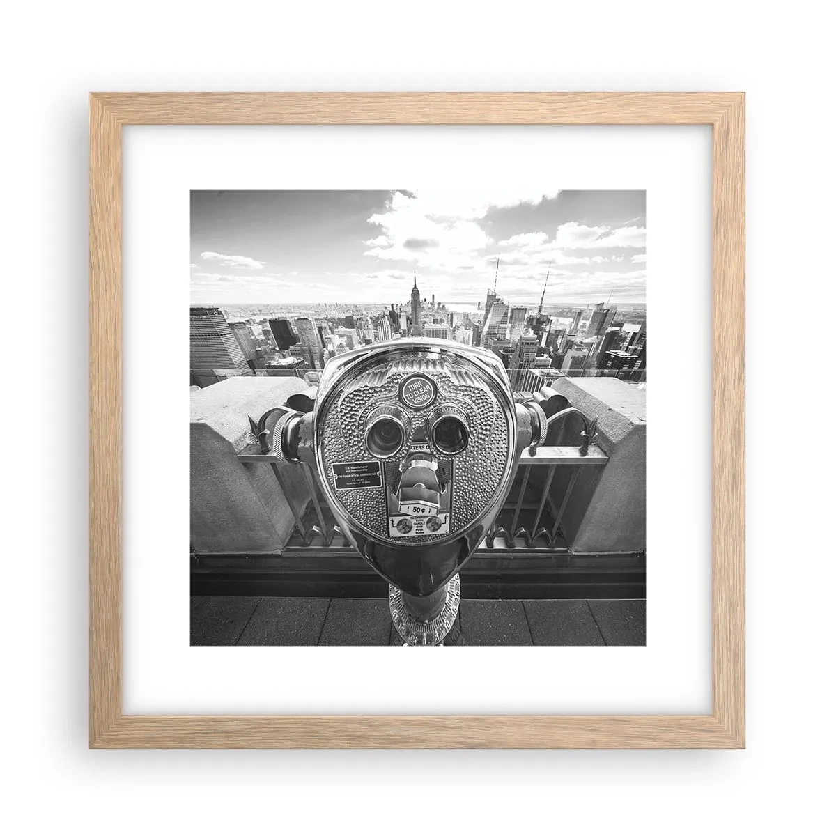Poster in einem Rahmen aus heller Eiche - Stadt über den Städten - 30x30 cm