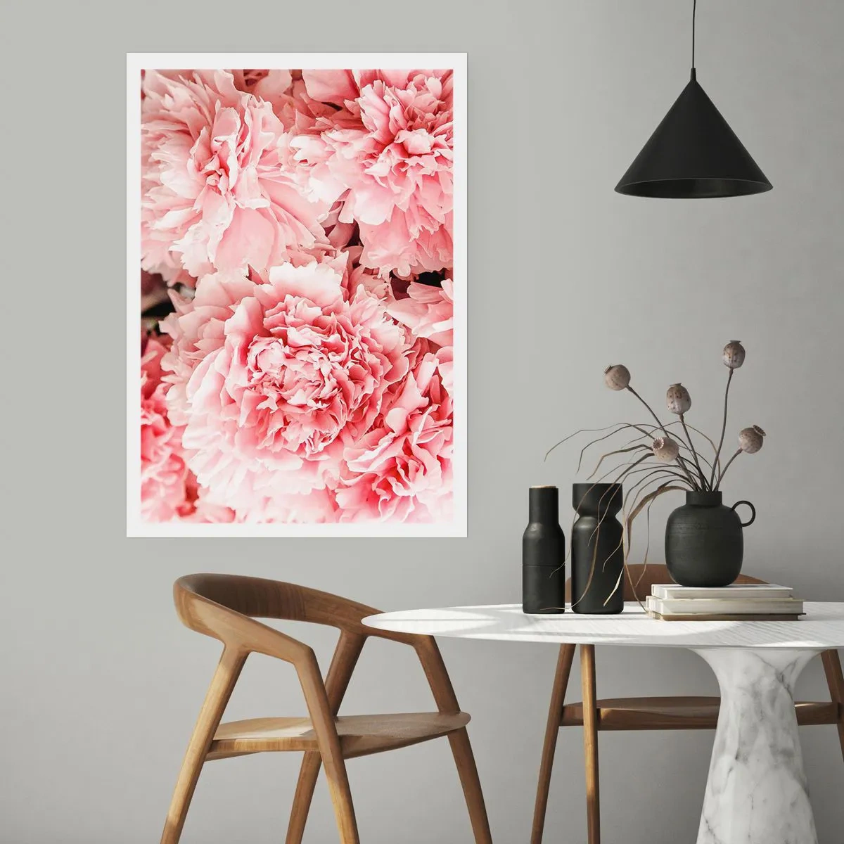 Poster - Zarte rosa Pfingstrosen in voller Blüte - 50x70cm - Rosa Traum - Moderne Wanddekoration für Wohnzimmer und Schlafzimmer ARTTOR