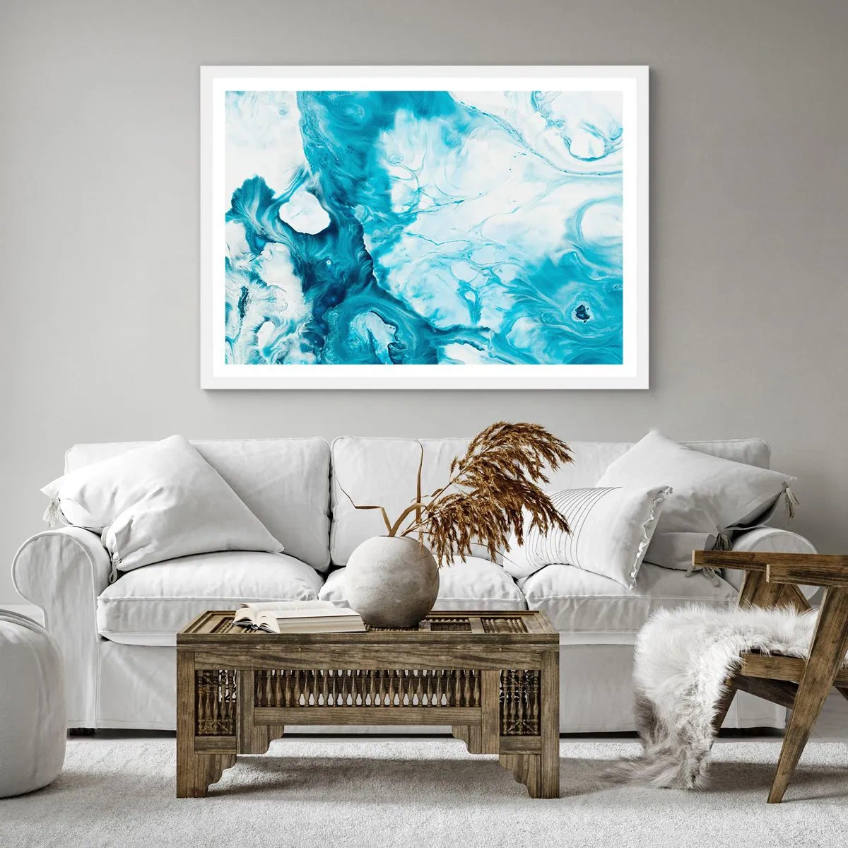 Poster in einem weißen Rahmen - Blaues Konzert - 60x60 cm