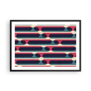 Poster in einem schwarzem Rahmen - Geometrisches Retro-Muster mit Pastellfarben - 70x50cm - In die Tiefe und vorwärts - Moderne Wanddekoration für Wohnzimmer und Schlafzimmer ARTTOR