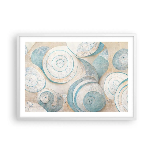 Poster in einem weißen Rahmen - Was verbirgt sich in der Muschel? - 70x50 cm