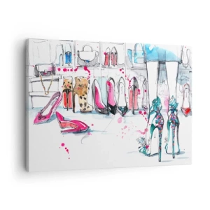 Bild auf Leinwand - Leinwandbild - Künstlerische Grafiken mit High Heels und Accessoires - 70x50cm - Sesam, mach auf - Moderne Wanddekoration für Wohnzimmer und Schlafzimmer ARTTOR