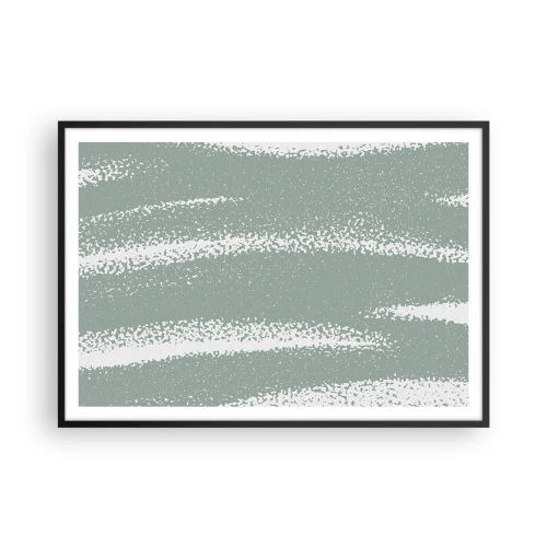 Poster in einem schwarzem Rahmen - Winterwellen in Mint- und Weißtönen - 100x70cm - Abstraktion im Winterklima - Moderne Wanddekoration für Wohnzimmer und Schlafzimmer ARTTOR