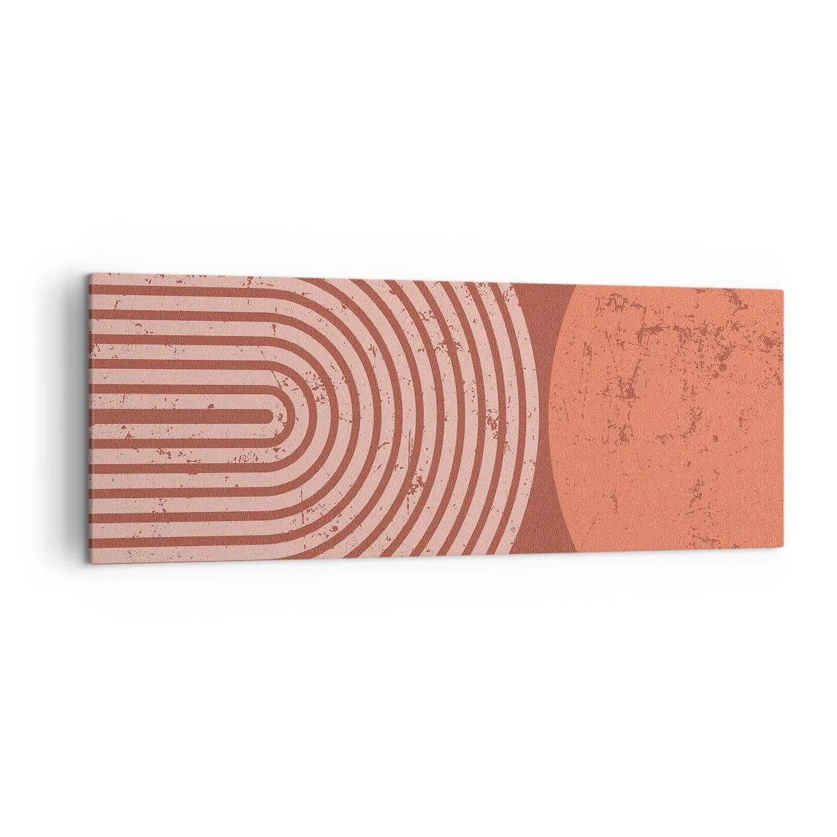 Bild auf Leinwand - Leinwandbild - Geometrische Muster in Terrakotta-Tönen auf Vintage-Hintergrund - 140x50cm - Enge Beziehung - Moderne Wanddekoration für Wohnzimmer und Schlafzimmer ARTTOR