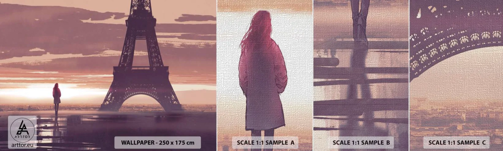 Fototapeten Muster Premium Canvas - Nur zwei davon - Stadt, Eiffelturm, Paris - 100x30 cm