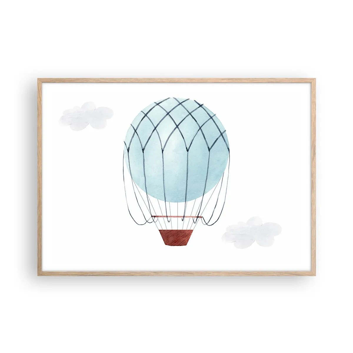 Poster in einem Rahmen aus heller Eiche - Ganz in den Wolken - 100x70 cm