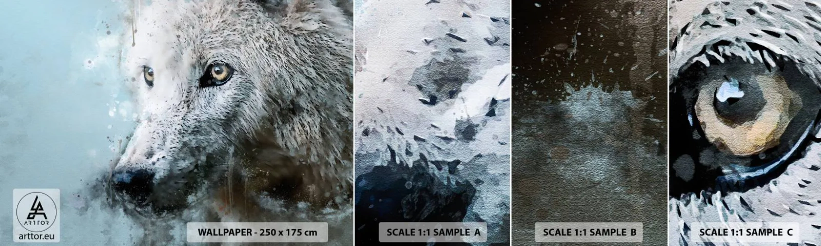 Fototapetenmuster Standard Eco - Lerne die Wolfsseele kennen - Tiere, Wolf, Raubtier - 100x30 cm