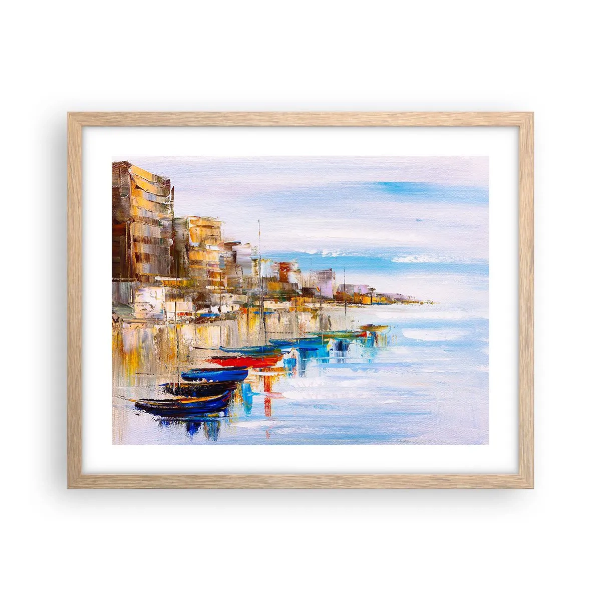 Poster in einem Rahmen aus heller Eiche - Bunte urbane Oase - 50x40 cm