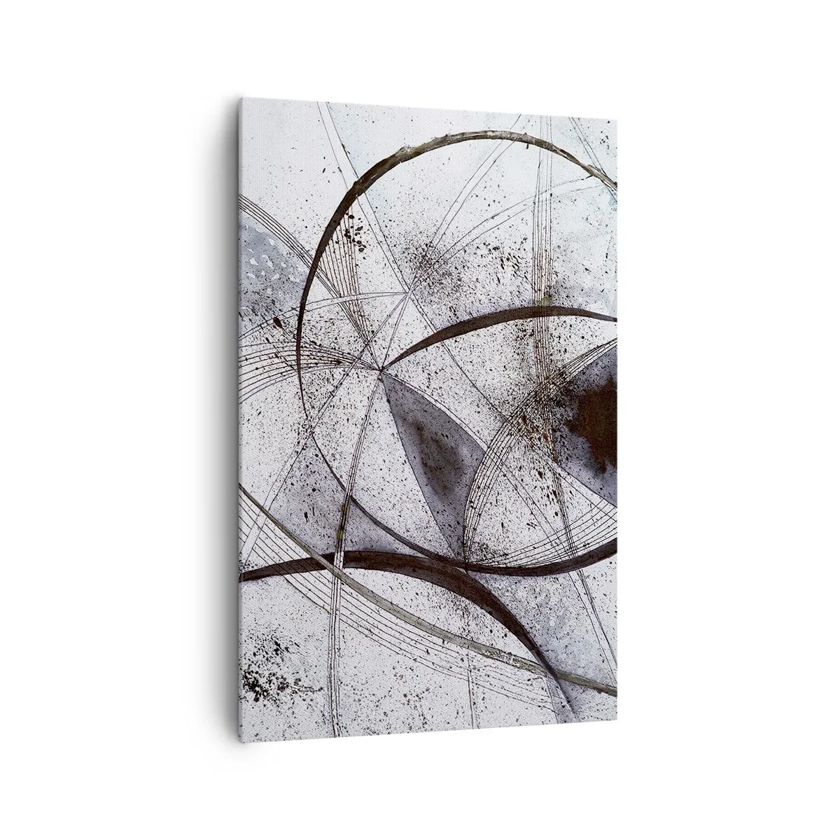 Bild auf Leinwand - Leinwandbild - Abstrakte Linien und Formen in Grau- und Schwarztönen - 80x120cm - Futuristische Fantasie - Moderne Wanddekoration für Wohnzimmer und Schlafzimmer ARTTOR