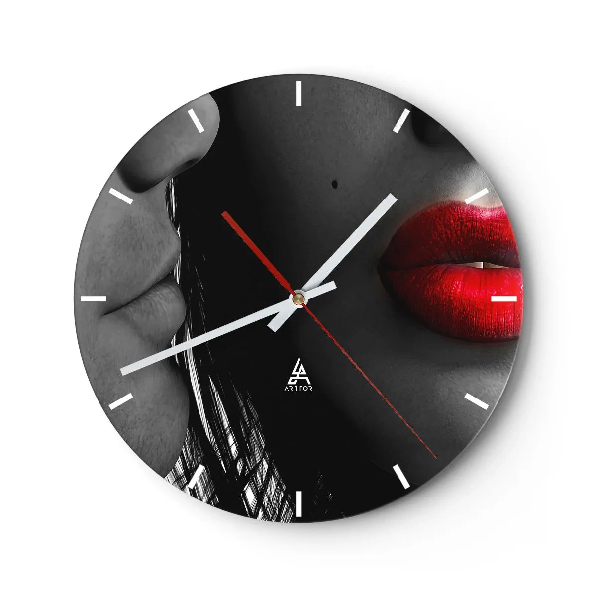Wanduhr - Glasuhr - Gesicht am Gesicht - 40x40 cm