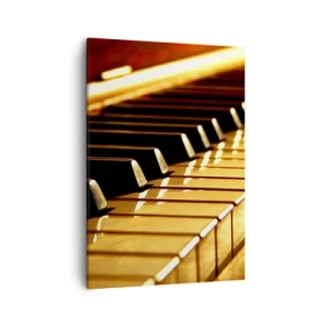 Bild auf Leinwand - Leinwandbild - Klaviertastatur in goldener Beleuchtung - 50x70cm - Endlose Möglichkeiten - Moderne Wanddekoration für Wohnzimmer und Schlafzimmer ARTTOR