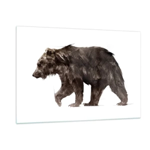 Glasbild - Bild auf glas - Eine künstlerische Darstellung eines Braunbären in Braun- und Schwarztönen. - 120x80cm - Ich trage immer echtes Fell! - Moderne Wanddekoration für Wohnzimmer und Schlafzimmer ARTTOR
