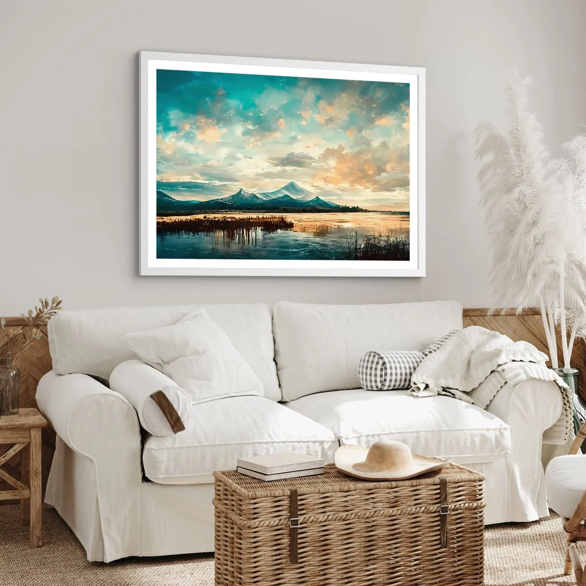 Poster in einem weißen Rahmen - Unter dem Schutz des Himmels - 40x30 cm