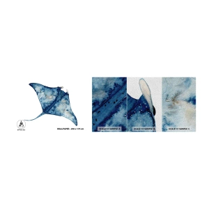 Fototapeten Muster Premium Sand - Leben im Blau - Stachelrochen, Fisch, Küstenstil - 100x30 cm