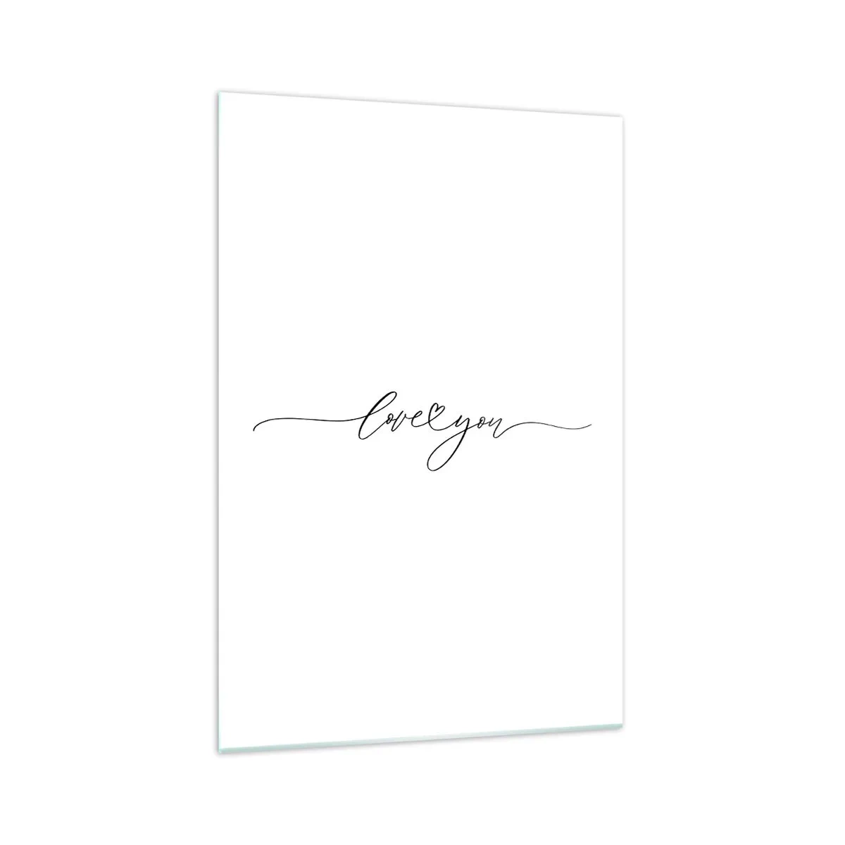 Glasbild - Bild auf glas - Die Aufschrift „Ich liebe dich“ in eleganter Schriftart - 70x100cm - Schwarz auf weiß - Moderne Wanddekoration für Wohnzimmer und Schlafzimmer ARTTOR
