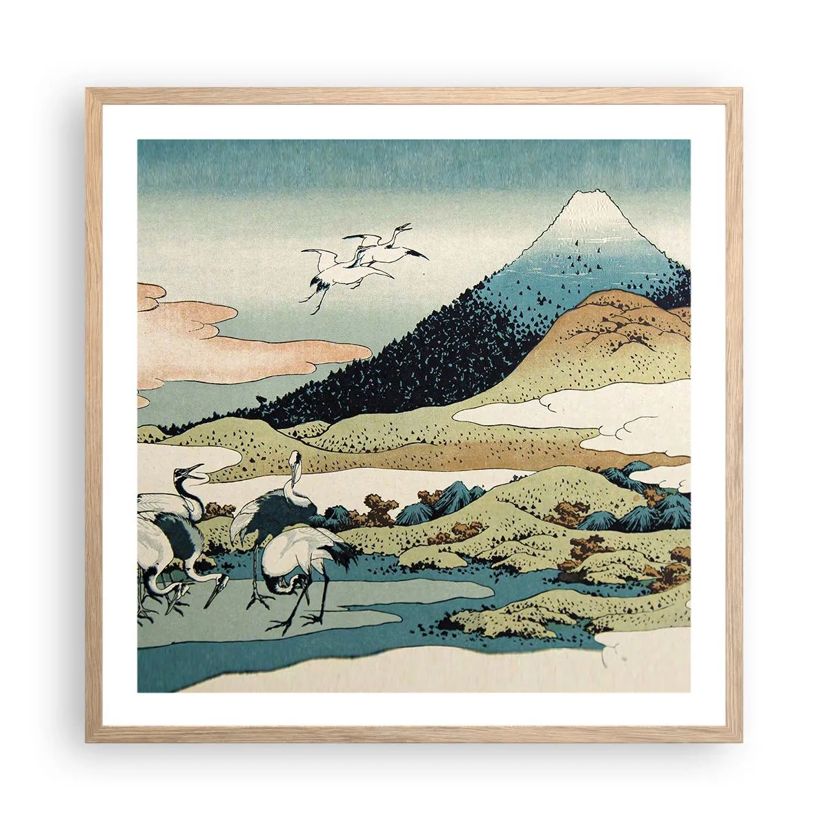Poster in einem Rahmen aus heller Eiche - Im japanischen Geist - 60x60 cm