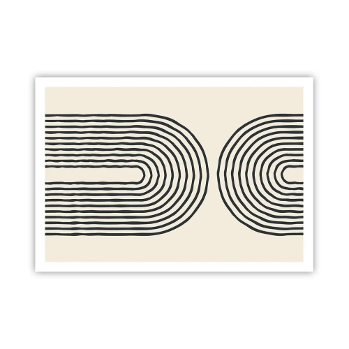 Poster - Abstraktes geometrisches Muster mit symmetrischen Linien auf hellem Hintergrund - 100x70cm - In einem Moment ... - Moderne Wanddekoration für Wohnzimmer und Schlafzimmer ARTTOR