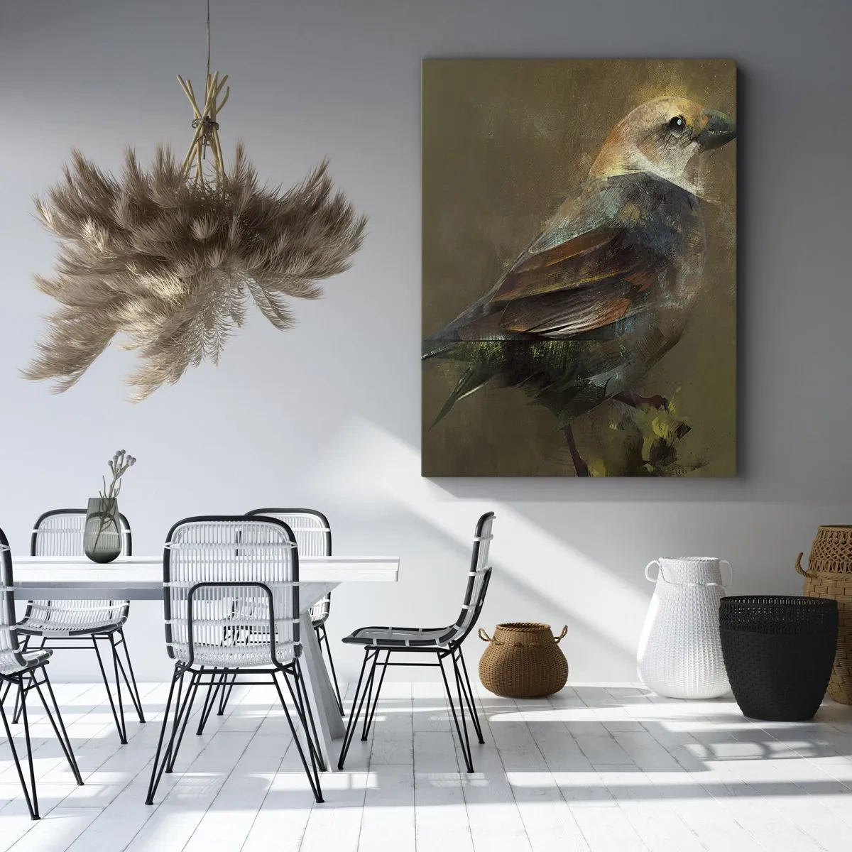 Bild auf Leinwand - Leinwandbild - Ein Spatz, ein kleines Vögelchen - 65x120 cm
