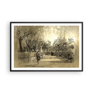 Poster in einem schwarzem Rahmen - Ein Moment mit einer Feder angehalten - 91x61 cm